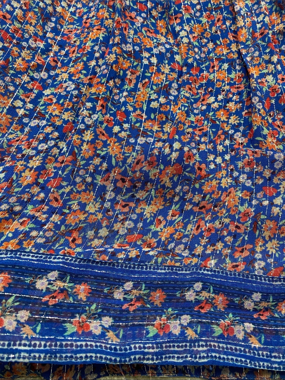 SAYLOR Blue Multi Floral Puff-Sleeve Maxi Dress Size L 90% Viscose - Picture 15 of 16